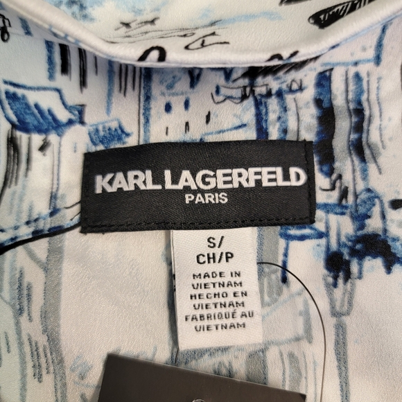 Karl Lagerfeld Women's Love From Paris All Over Print LS Button Up Shirt Sz S - Picture 3 of 8